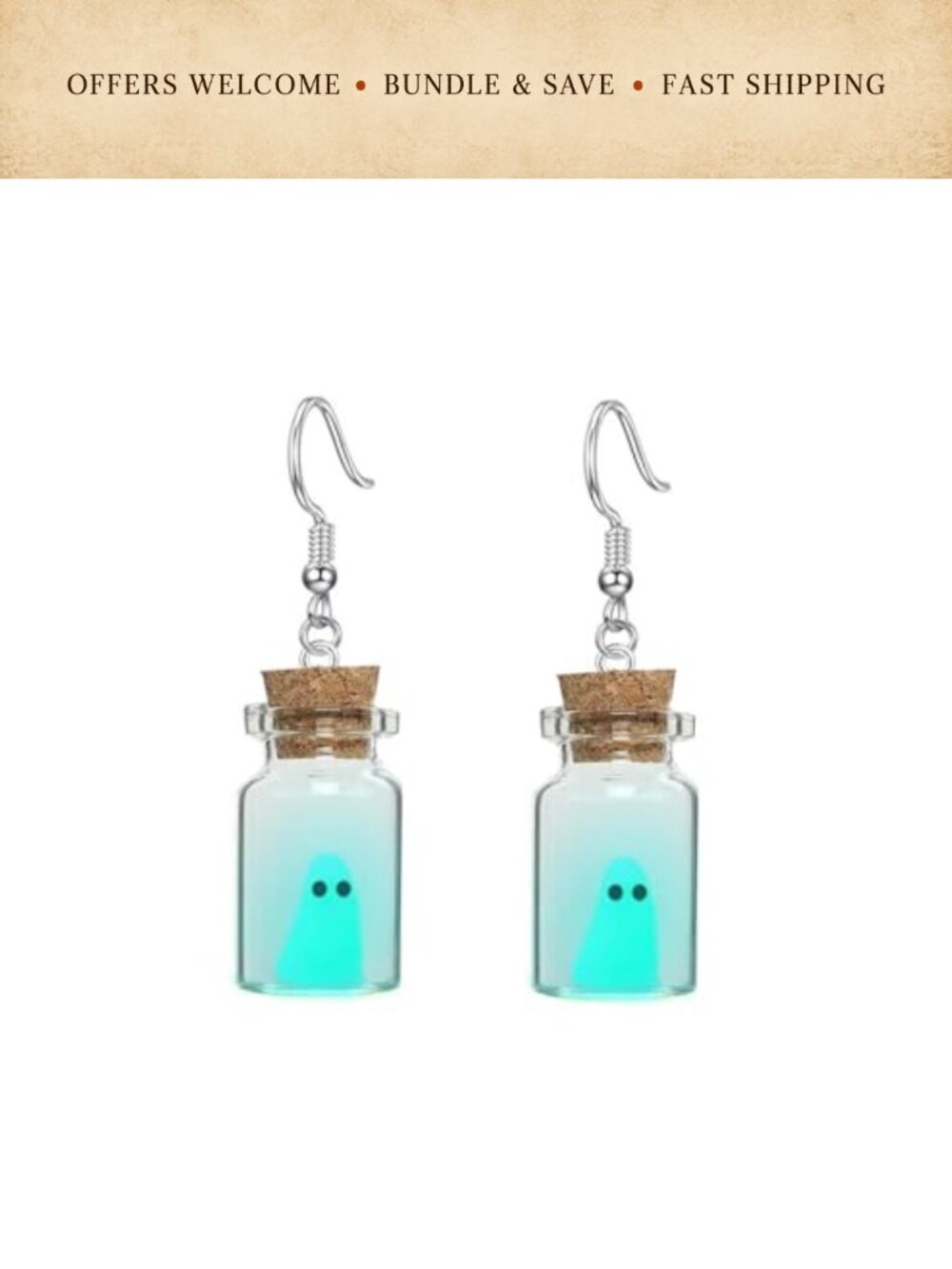 Halloween Dangle Earrings Glow in the Dark Spooky Bottle Jewelry